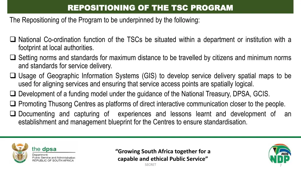 repositioning of the tsc program repositioning 1