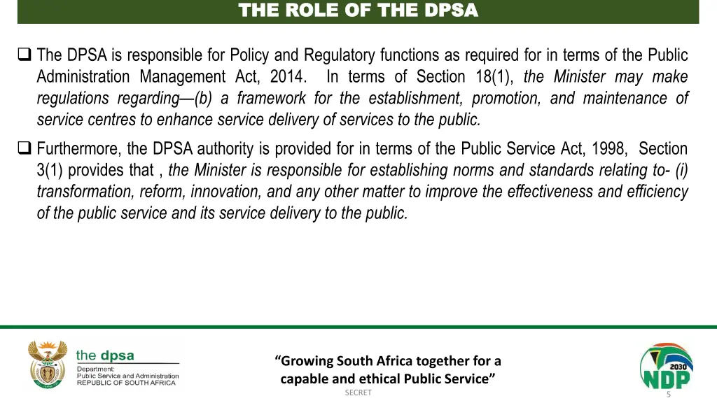 the role of the dpsa the role of the dpsa