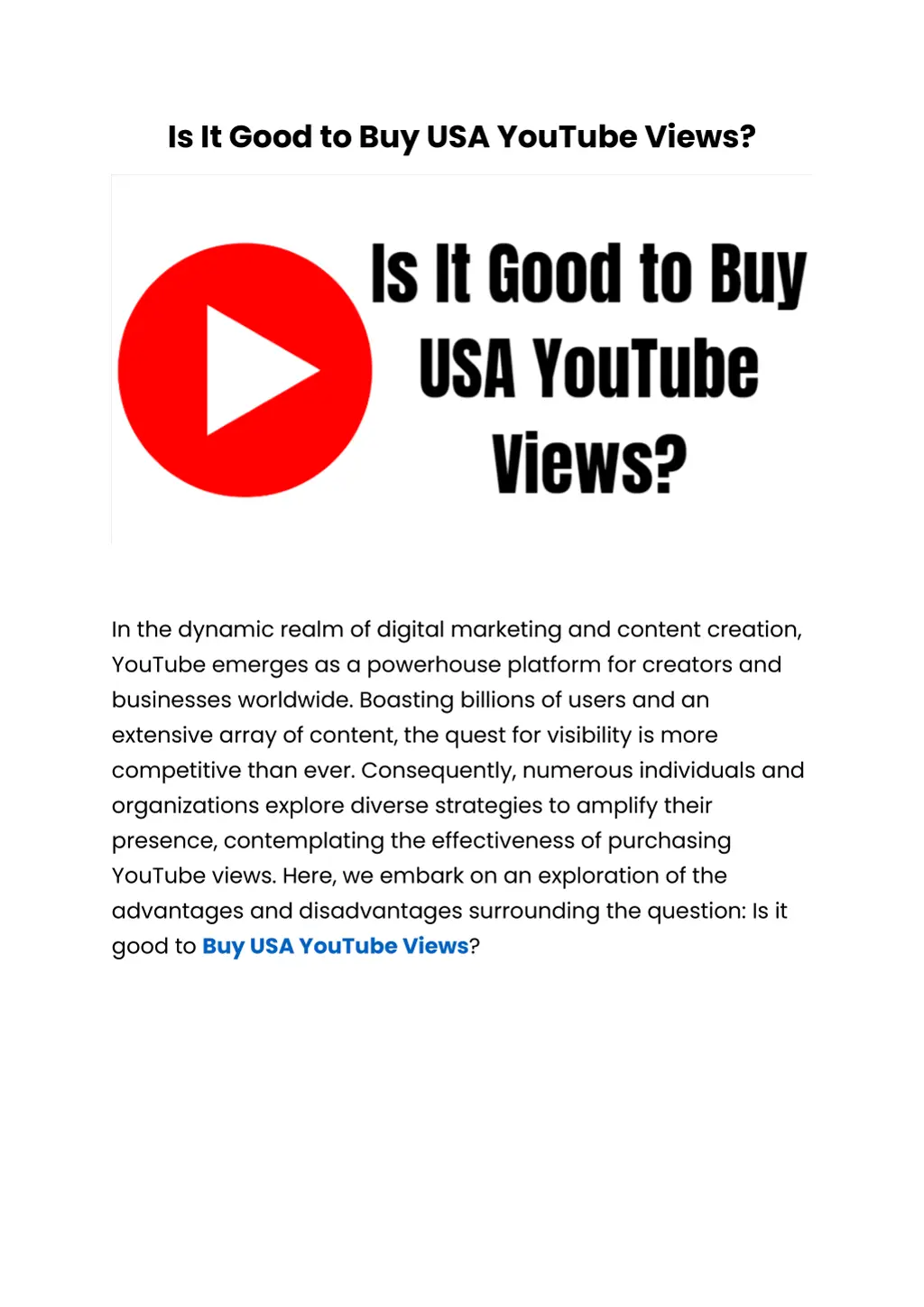 is it good to buy usa youtube views