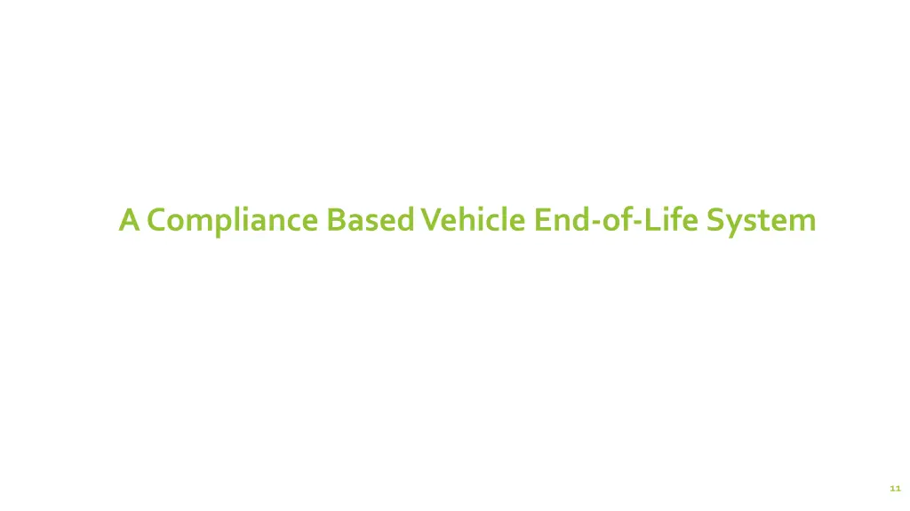 a compliance based vehicle end of life system