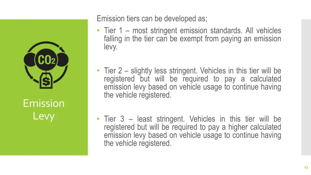 emission tiers can be developed as tier 1 most
