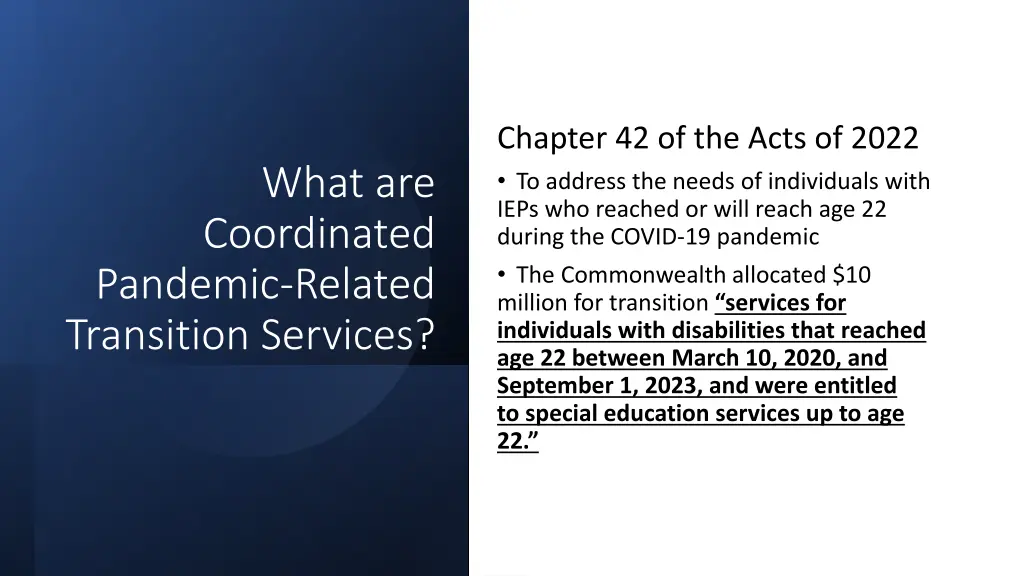 chapter 42 of the acts of 2022 to address