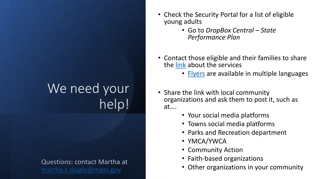 check the security portal for a list of eligible