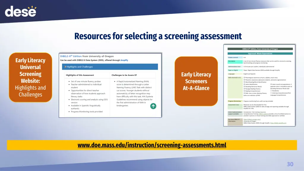 resources for selecting a screening assessment