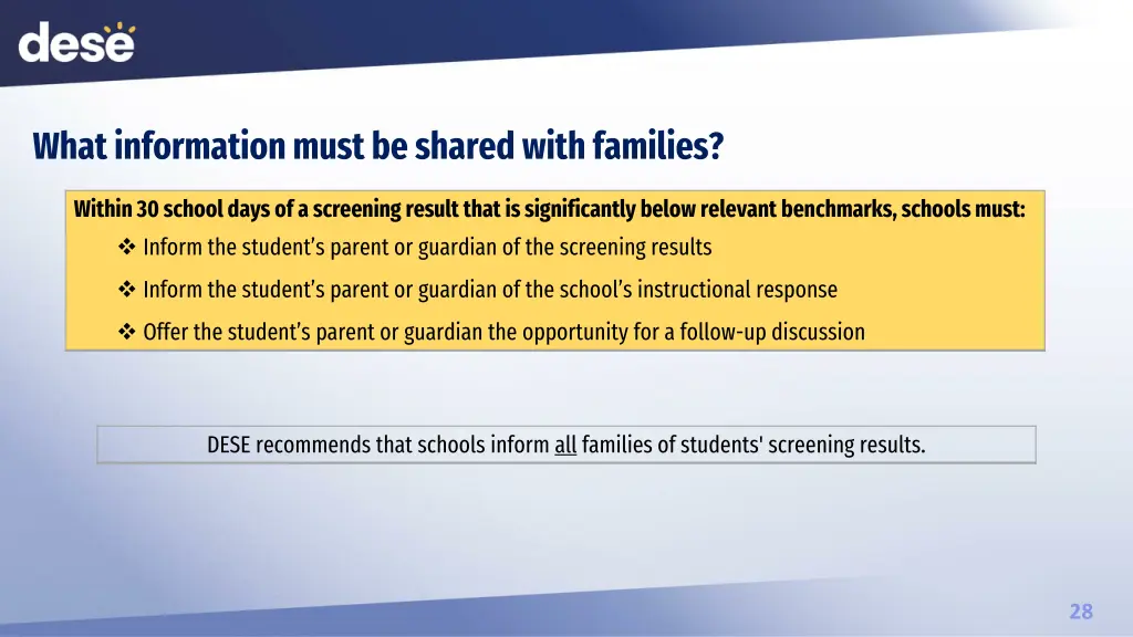 what information must be shared with families