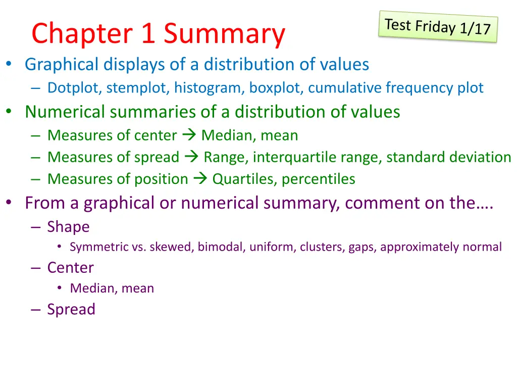chapter 1 summary graphical displays