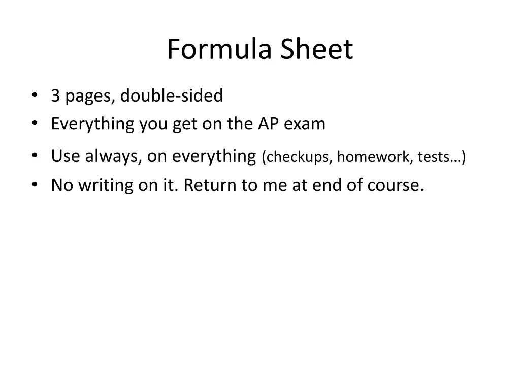 formula sheet