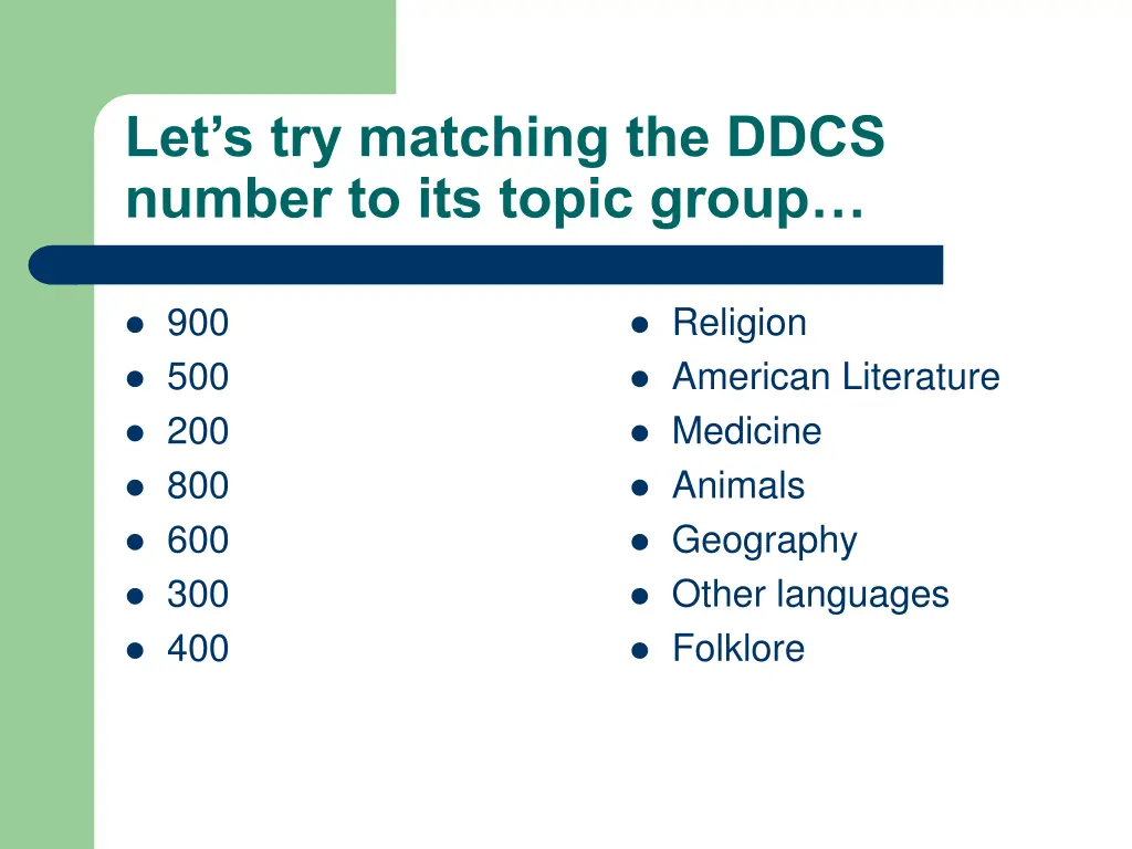 let s try matching the ddcs number to its topic