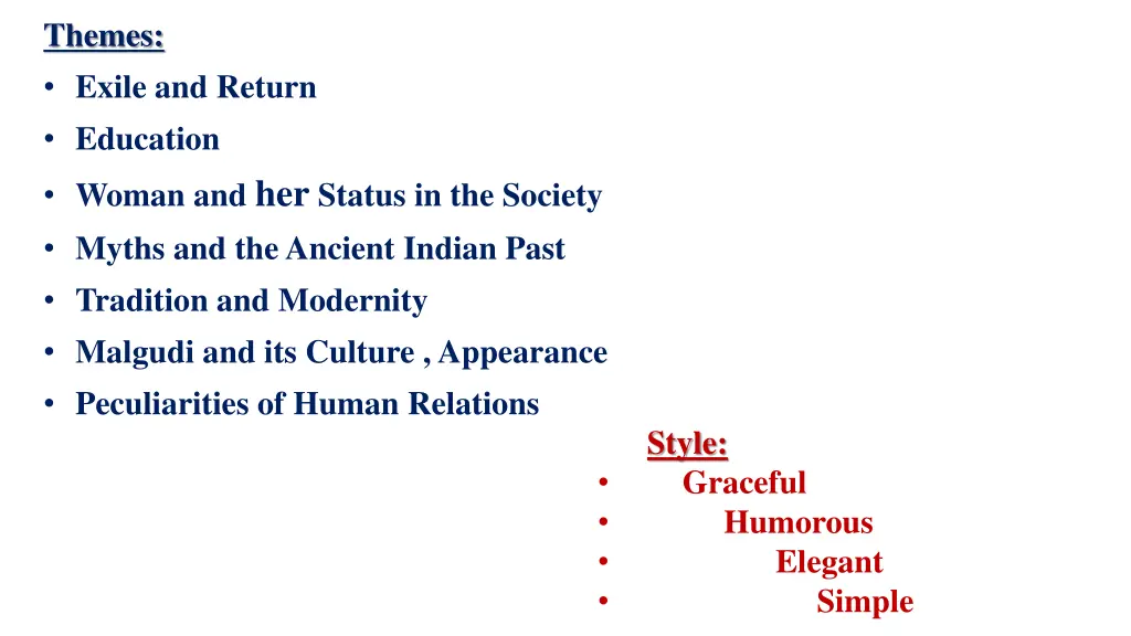 themes exile and return education woman