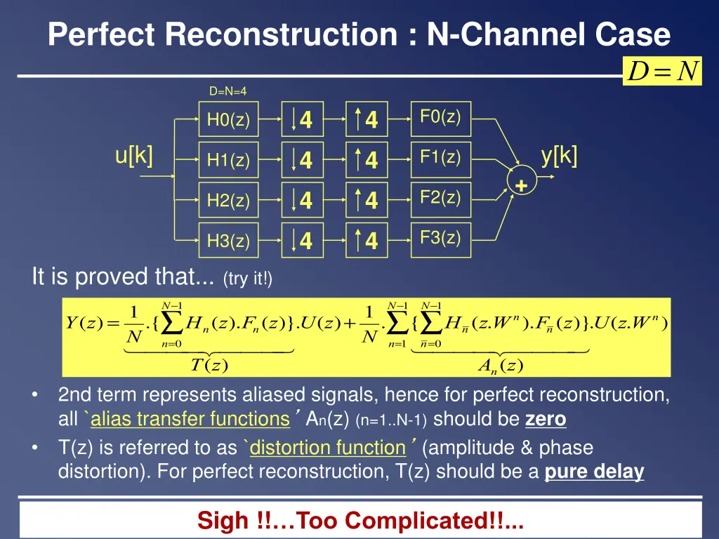 perfect reconstruction n channel case