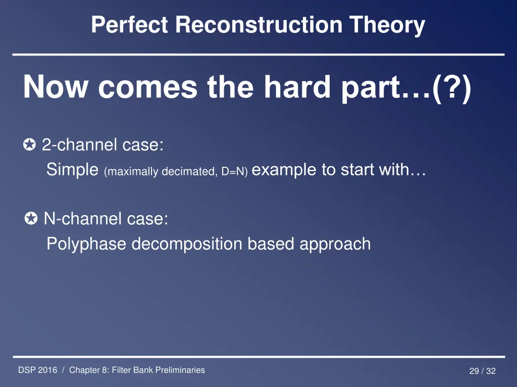 perfect reconstruction theory