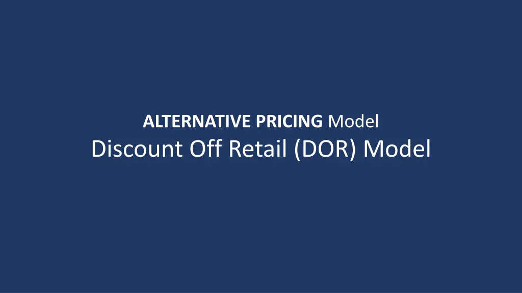 alternative pricing model discount off retail