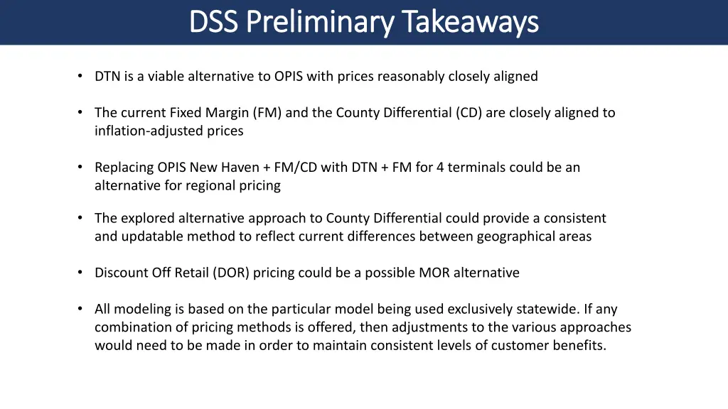 dss preliminary takeaways dss preliminary
