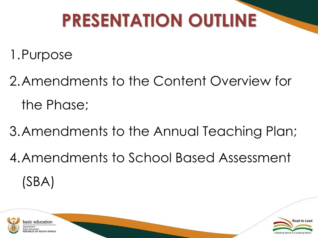 presentation outline