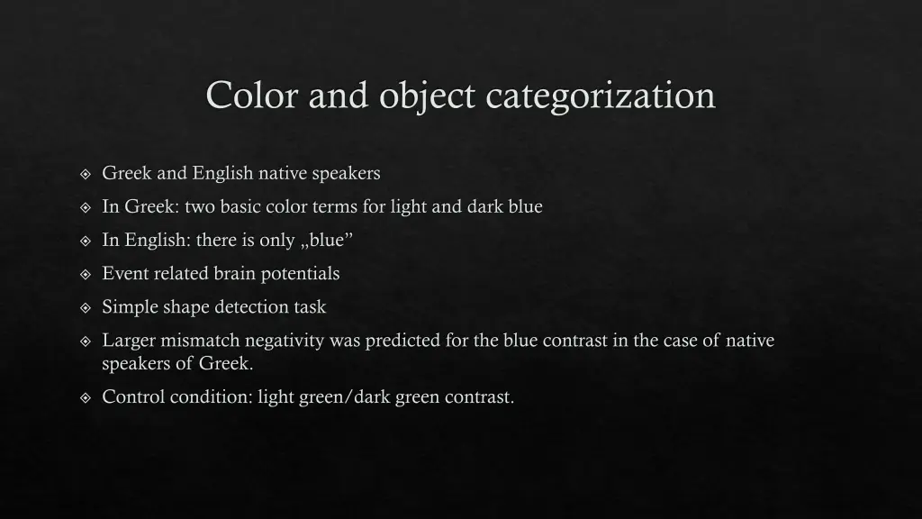 color and object categorization