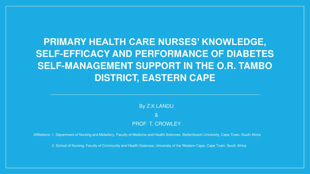 primary health care nurses knowledge self