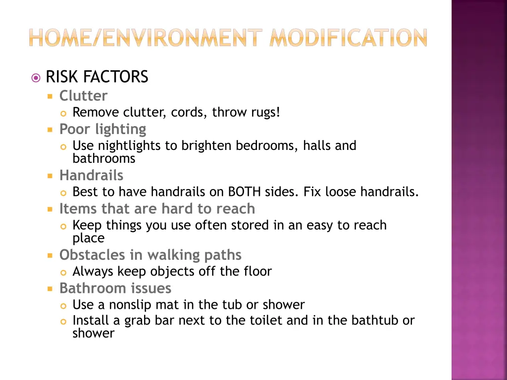 home environment modification