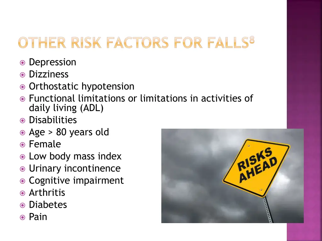 other risk factors for falls 8