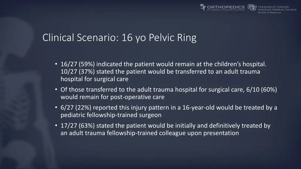 clinical scenario 16 yo pelvic ring