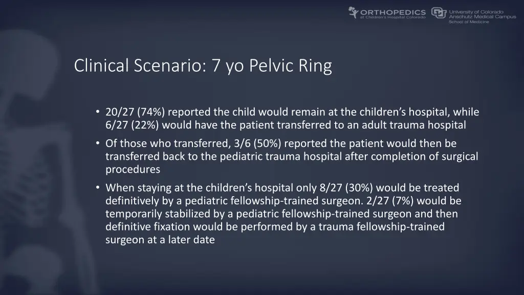 clinical scenario 7 yo pelvic ring