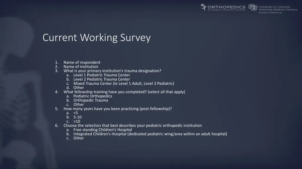 current working survey