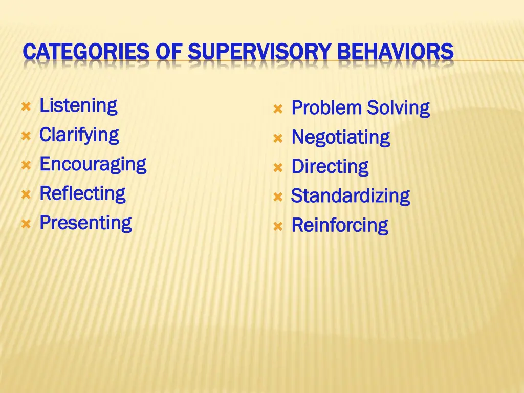 categories of supervisory behaviors categories