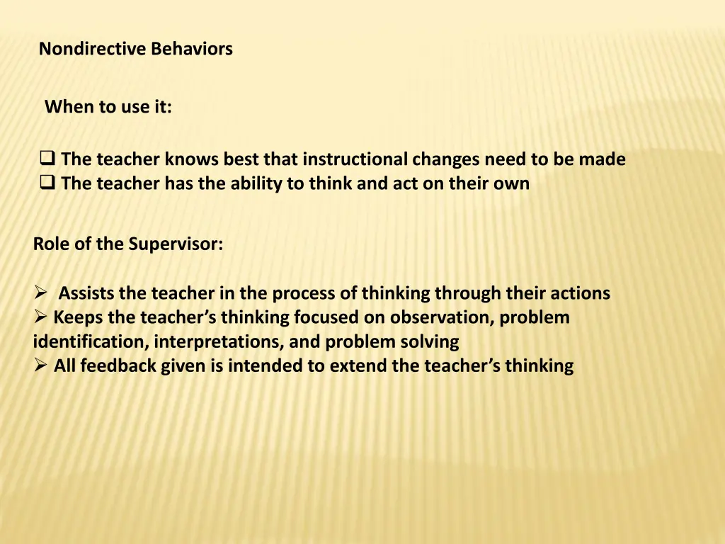 nondirective behaviors