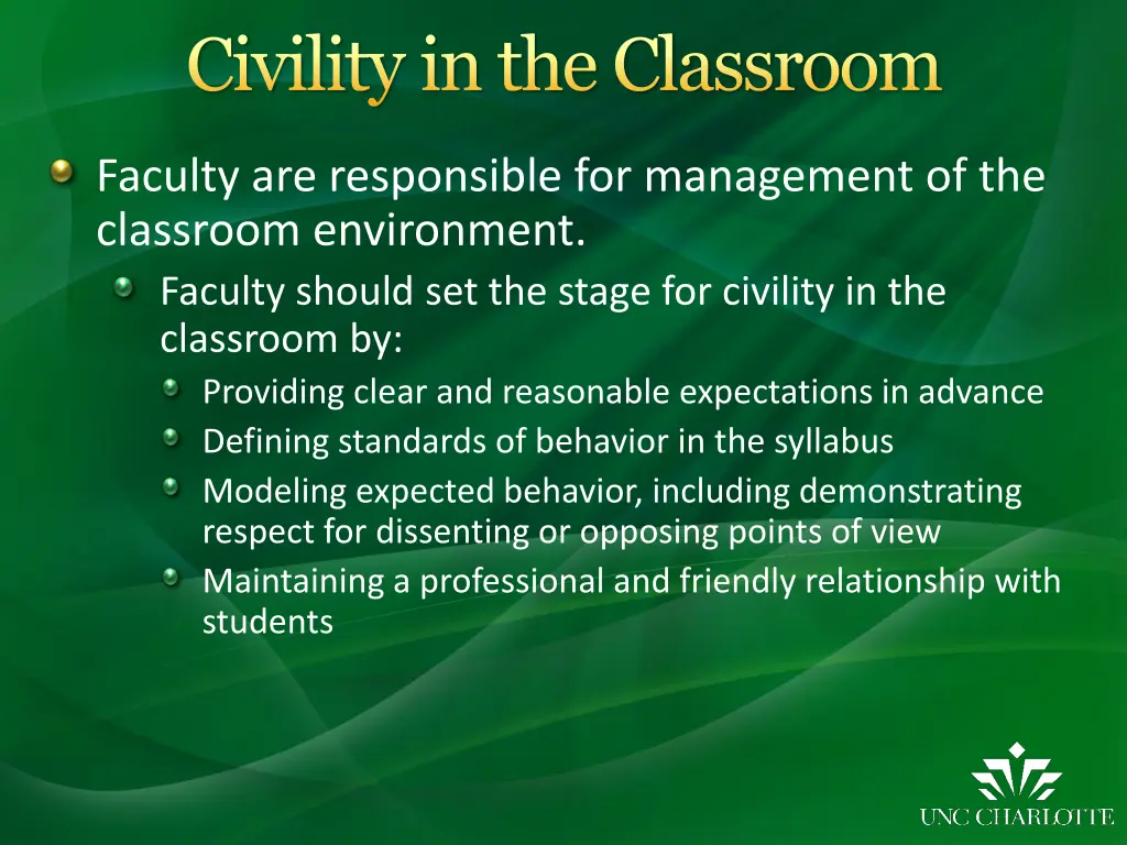 civility in the classroom