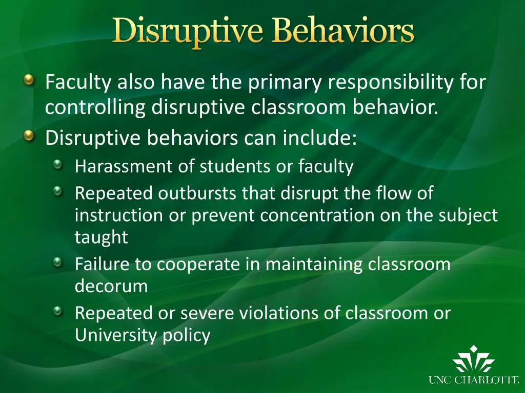 disruptive behaviors