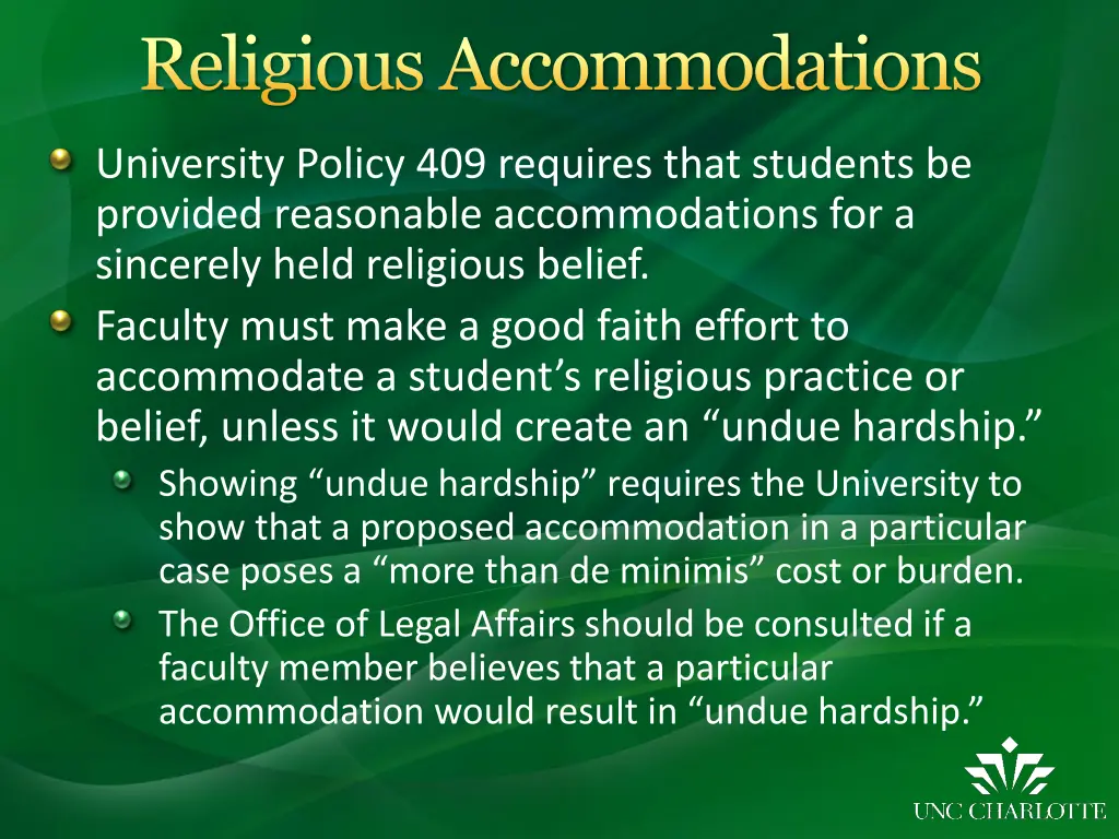religious accommodations