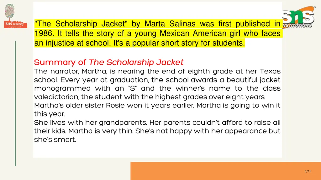 the scholarship jacket by marta salinas was first