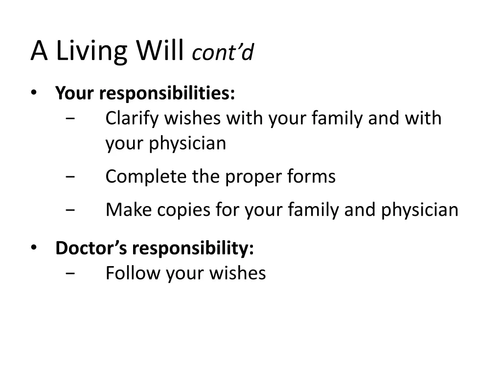 a living will cont d