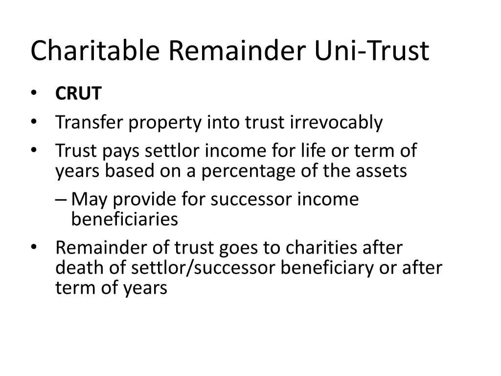 charitable remainder uni trust