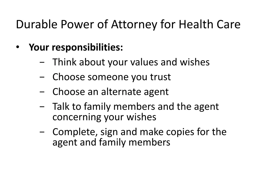 durable power of attorney for health care 1