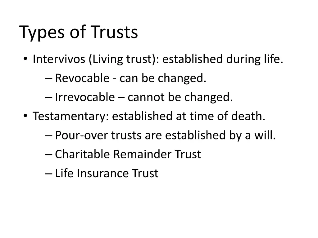 types of trusts