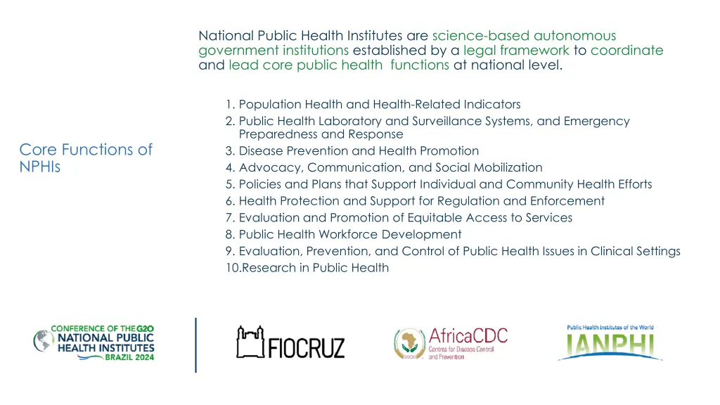 national public health institutes are science
