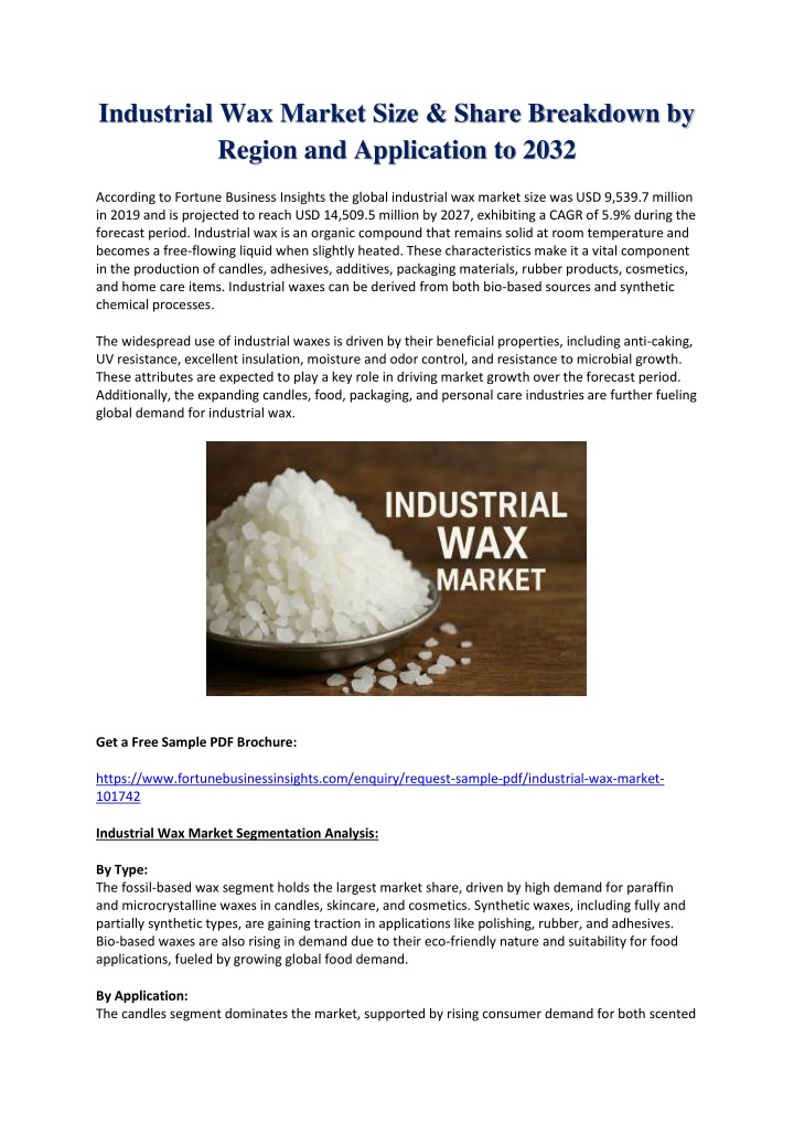 industrial wax market size share breakdown