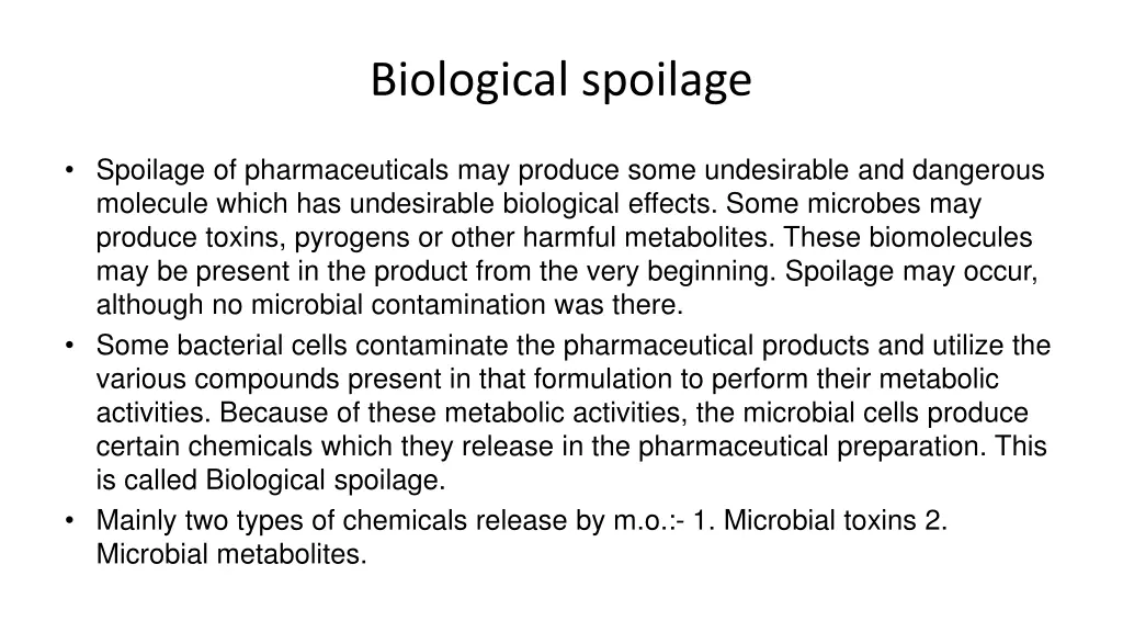 biological spoilage