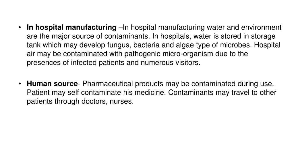 in hospital manufacturing in hospital