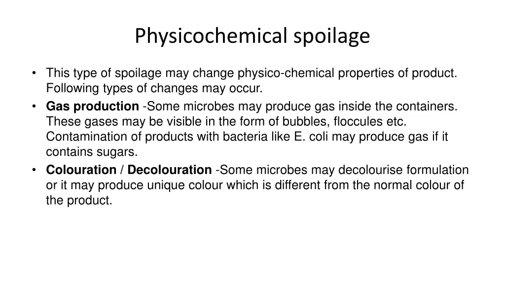 physicochemical spoilage