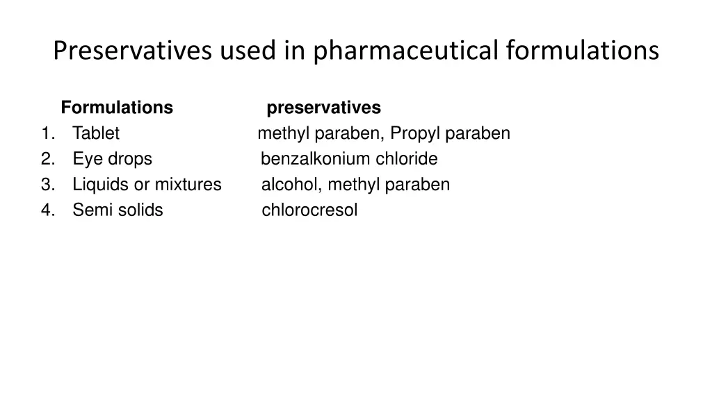 preservatives used in pharmaceutical formulations 1