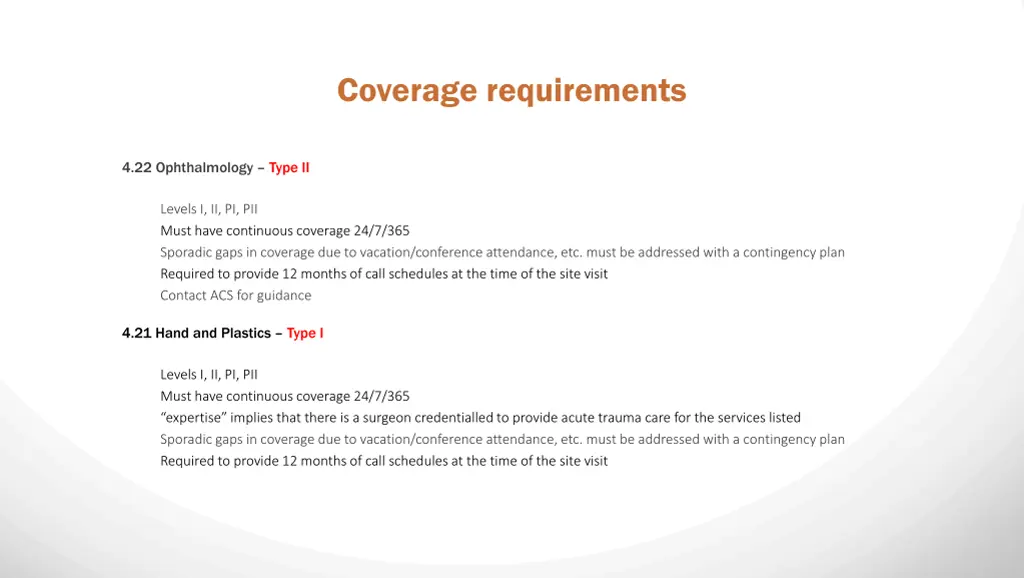 coverage requirements