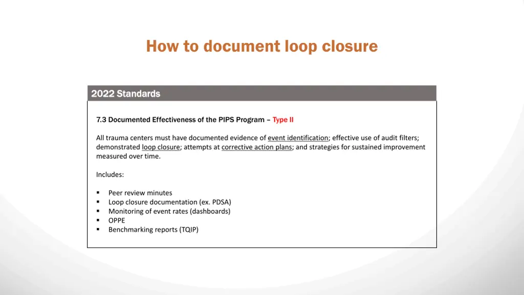 how to document loop closure