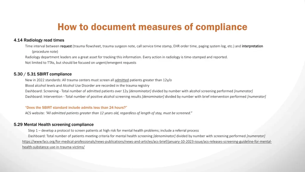 how to document measures of compliance 1