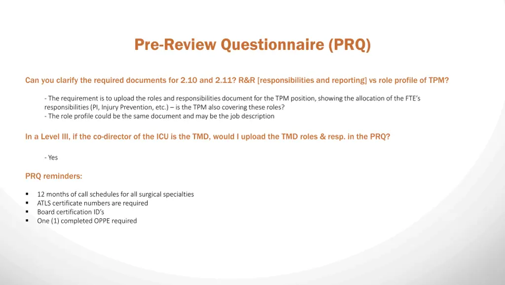 pre review questionnaire prq 1