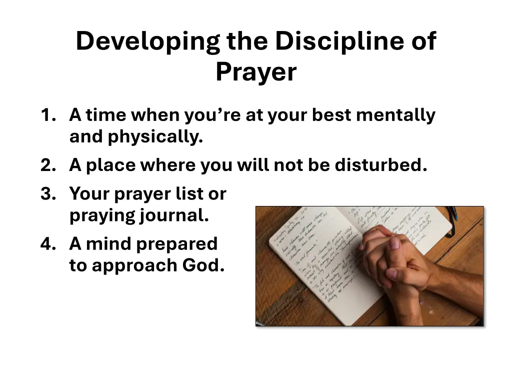 developing the discipline of prayer