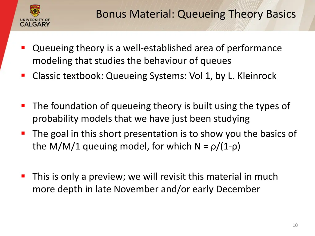 bonus material queueing theory basics