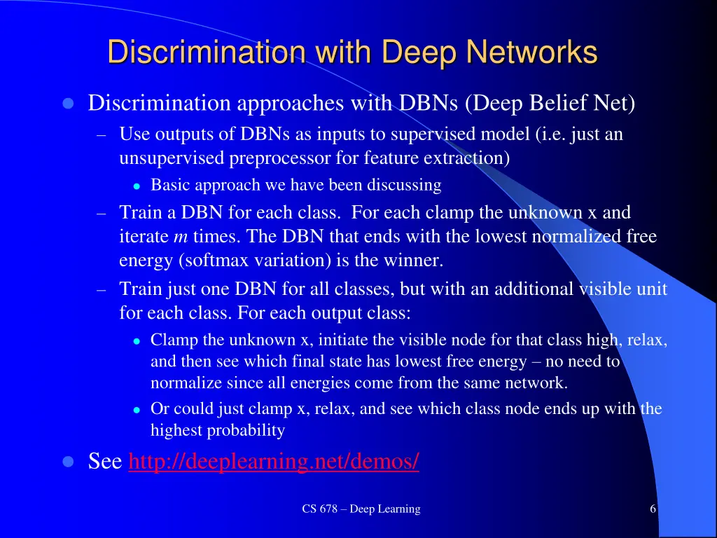 discrimination with deep networks