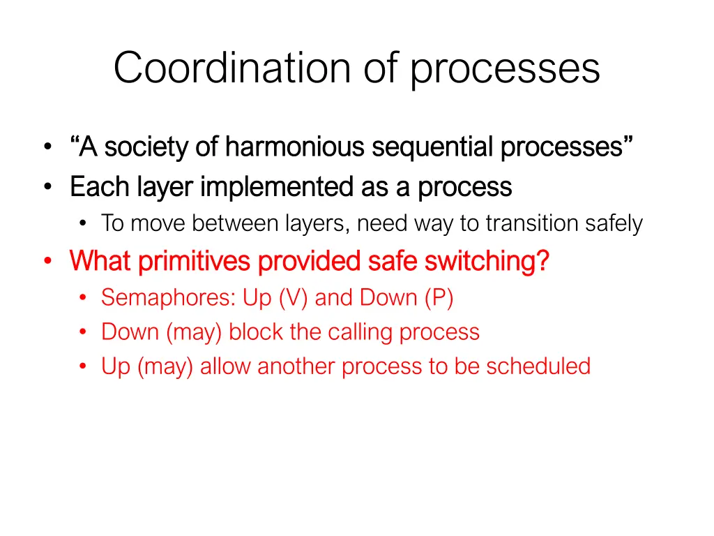 coordination of processes