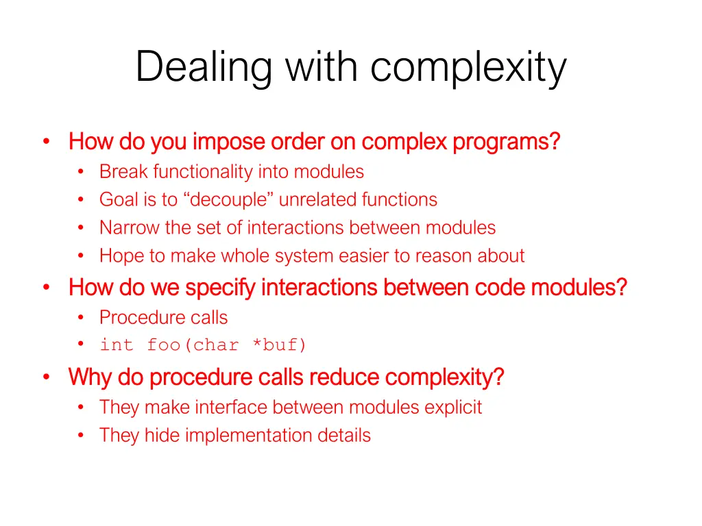 dealing with complexity